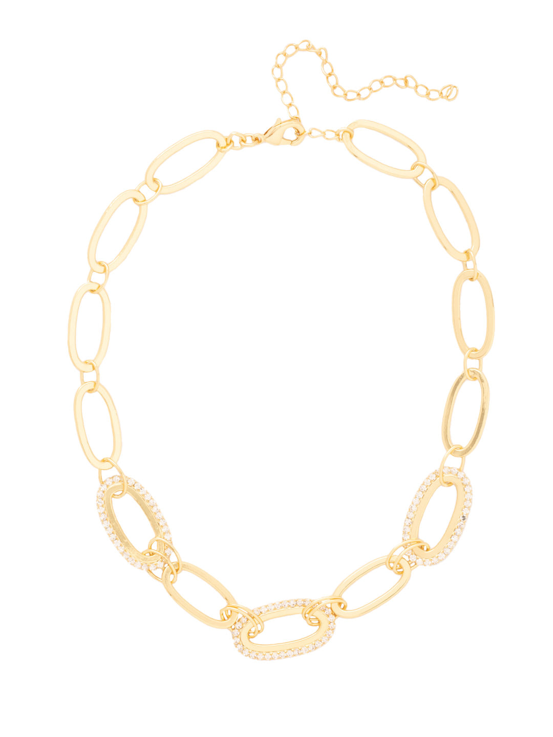 Tori Tennis Necklace - NFL44BGCRY - <p>The Tori Tennis Necklace features alternating rhinestone and metal chain links on an adjustable chain secured with a lobster claw clasp. From Sorrelli's Crystal collection in our Bright Gold-tone finish.</p>