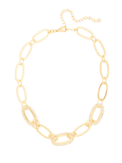 Tori Tennis Necklace - NFL44BGCRY - <p>The Tori Tennis Necklace features alternating rhinestone and metal chain links on an adjustable chain secured with a lobster claw clasp. From Sorrelli's Crystal collection in our Bright Gold-tone finish.</p>