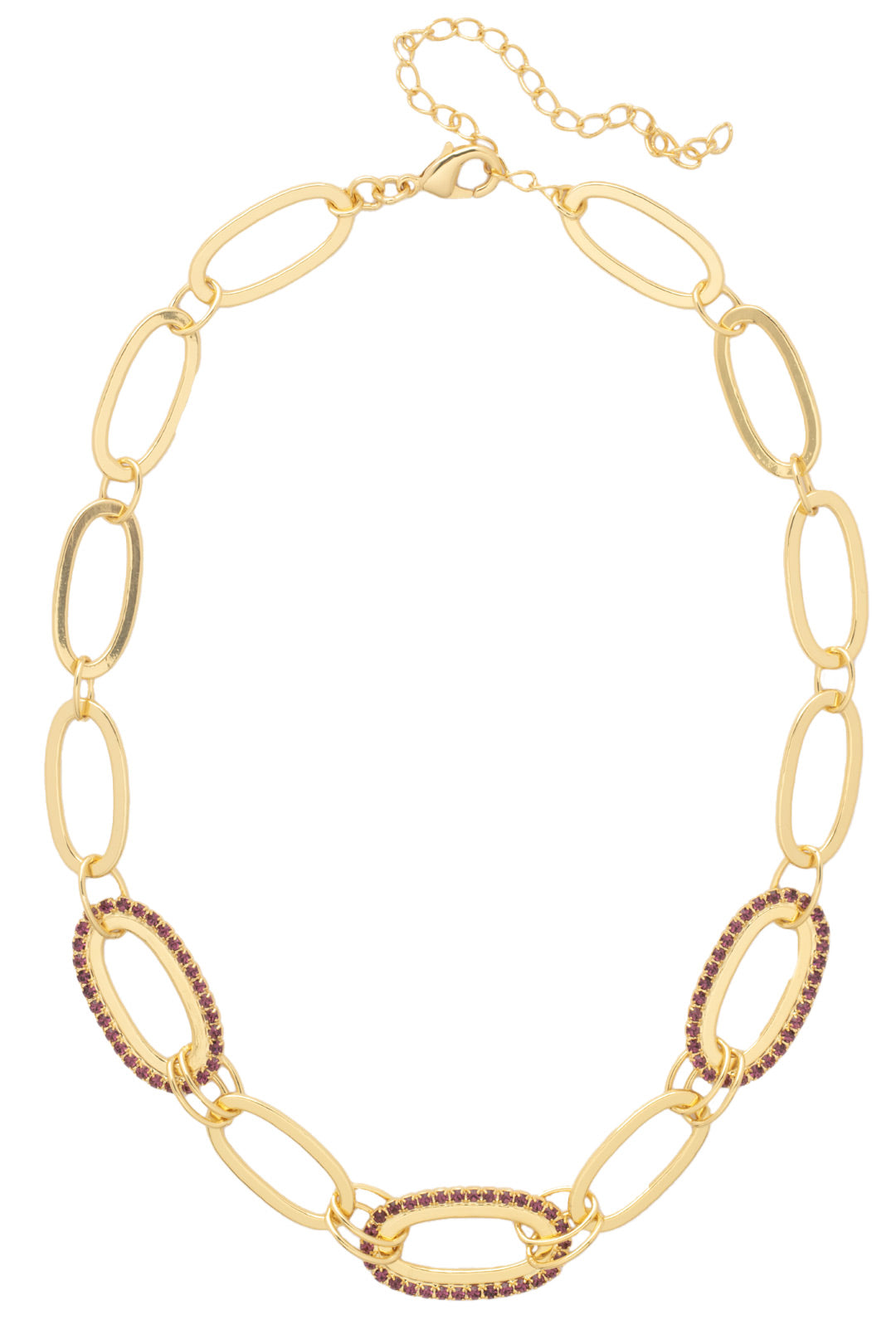 Tori Tennis Necklace - NFL44BGMRL - <p>The Tori Tennis Necklace features alternating rhinestone and metal chain links on an adjustable chain secured with a lobster claw clasp. From Sorrelli's Merlot collection in our Bright Gold-tone finish.</p>