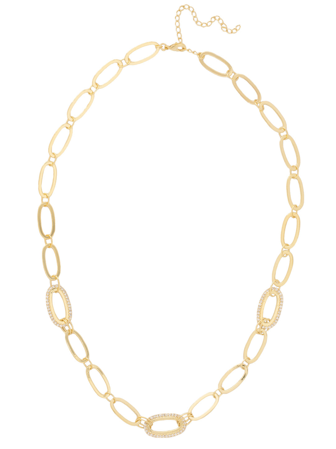 Tori Long Necklace - NFL45BGCRY - <p>The Tori Long Necklace features alternating rhinestone and metal chain links on an adjustable chain secured with a lobster claw clasp. From Sorrelli's Crystal collection in our Bright Gold-tone finish.</p>