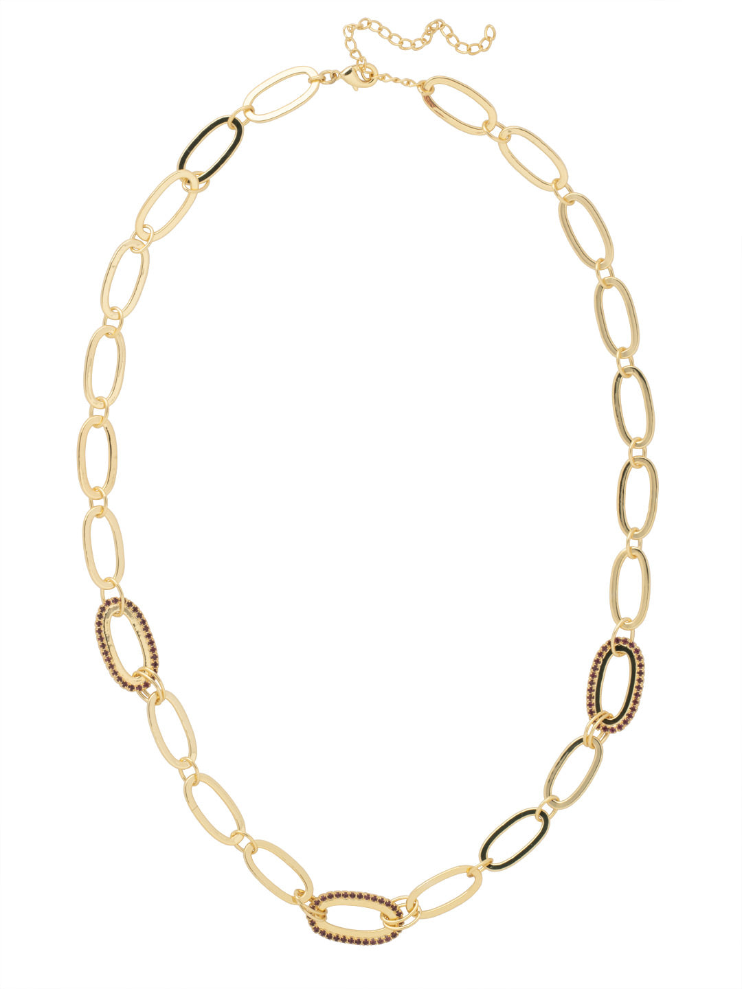 Tori Long Necklace - NFL45BGMRL - <p>The Tori Long Necklace features alternating rhinestone and metal chain links on an adjustable chain secured with a lobster claw clasp. From Sorrelli's Merlot collection in our Bright Gold-tone finish.</p>