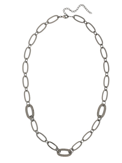 Tori Long Necklace - NFL45GMBD - <p>The Tori Long Necklace features alternating rhinestone and metal chain links on an adjustable chain secured with a lobster claw clasp. From Sorrelli's Black Diamond collection in our Gun Metal finish.</p>