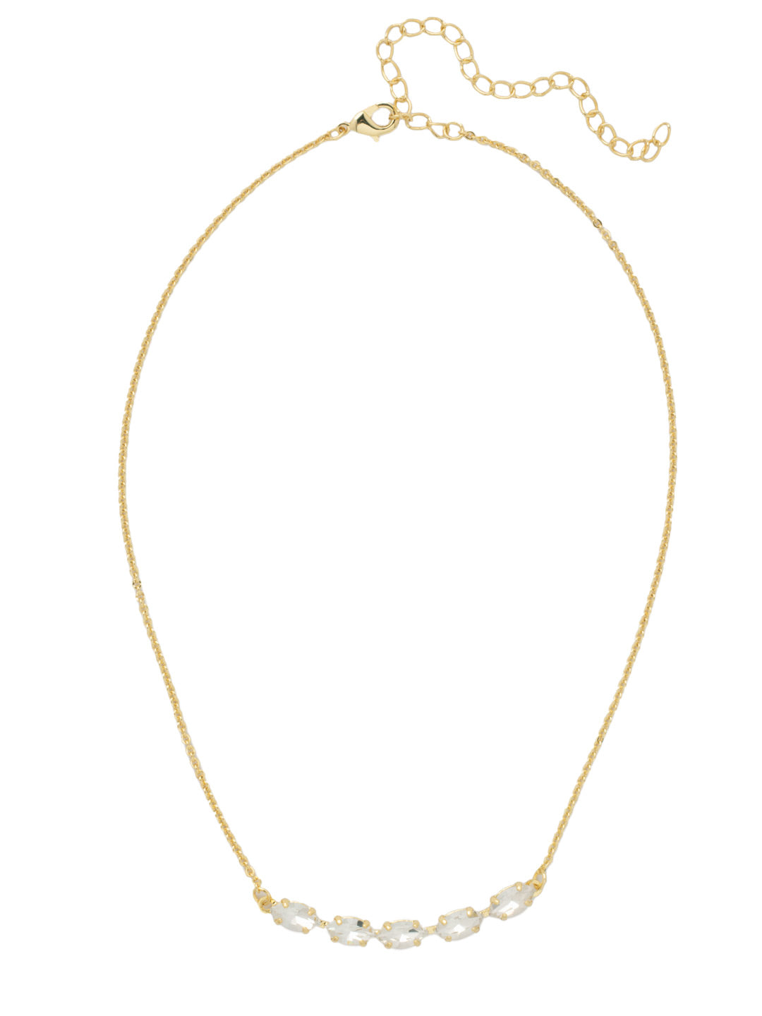 Clarissa Repeating Tennis Necklace - NFL5BGCRY - <p>The Clarissa Repeating Tennis Necklace features a row of navette cut crystals on an adjustable chain, secured with a lobster claw clasp. From Sorrelli's Crystal collection in our Bright Gold-tone finish.</p>