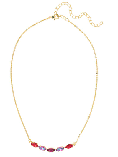Clarissa Repeating Tennis Necklace - NFL5BGFIS - <p>The Clarissa Repeating Tennis Necklace features a row of navette cut crystals on an adjustable chain, secured with a lobster claw clasp. From Sorrelli's Fireside collection in our Bright Gold-tone finish.</p>