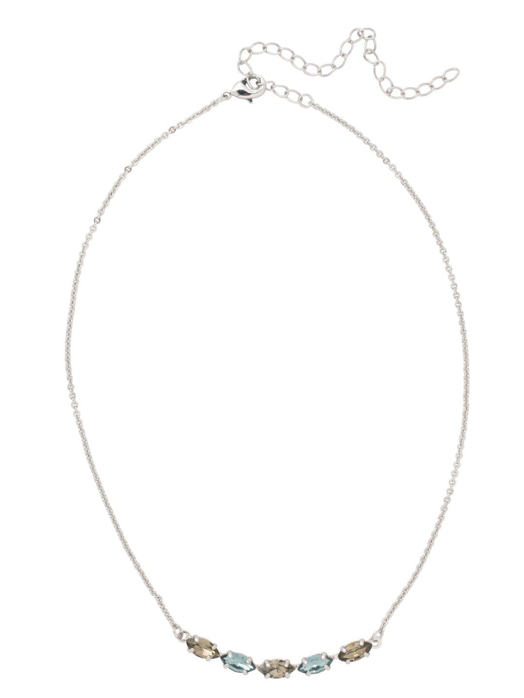 Clarissa Repeating Tennis Necklace - NFL5PDASP - <p>The Clarissa Repeating Tennis Necklace features a row of navette cut crystals on an adjustable chain, secured with a lobster claw clasp. From Sorrelli's Aspen SKY collection in our Palladium finish.</p>