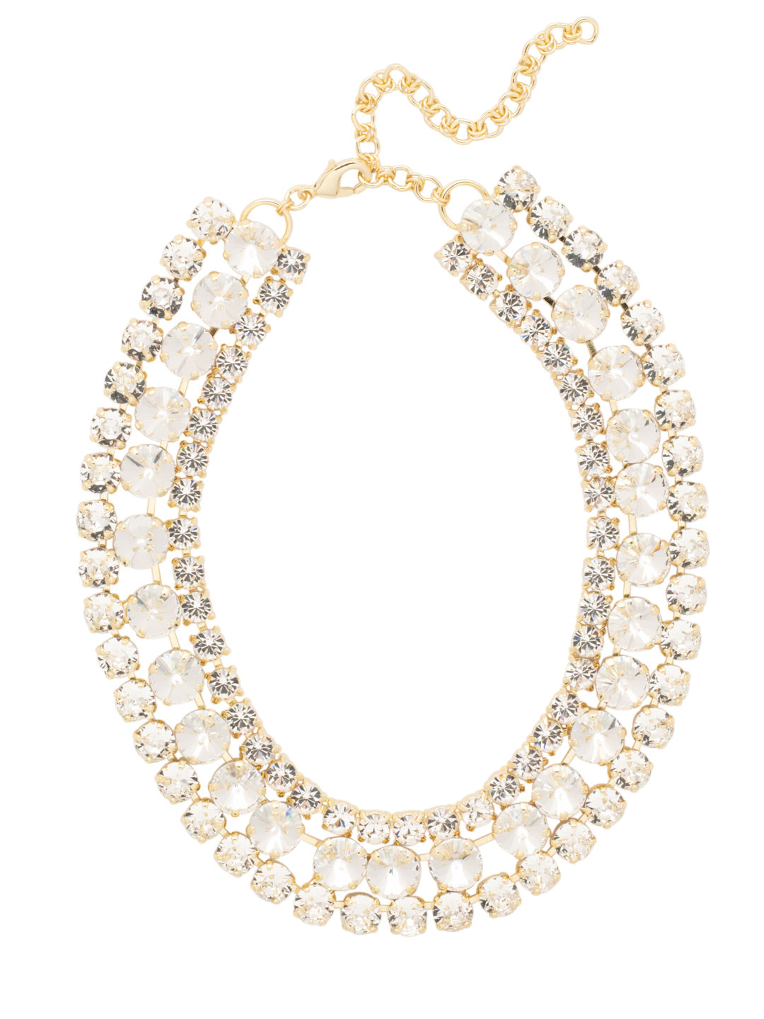 Sloane Layered Statement Necklace - NFL60BGCRY - <p>The Sloane Layered Statement Necklace features three line necklaces layered as one, with various sizes and shapes of crystals. From Sorrelli's Crystal collection in our Bright Gold-tone finish.</p>