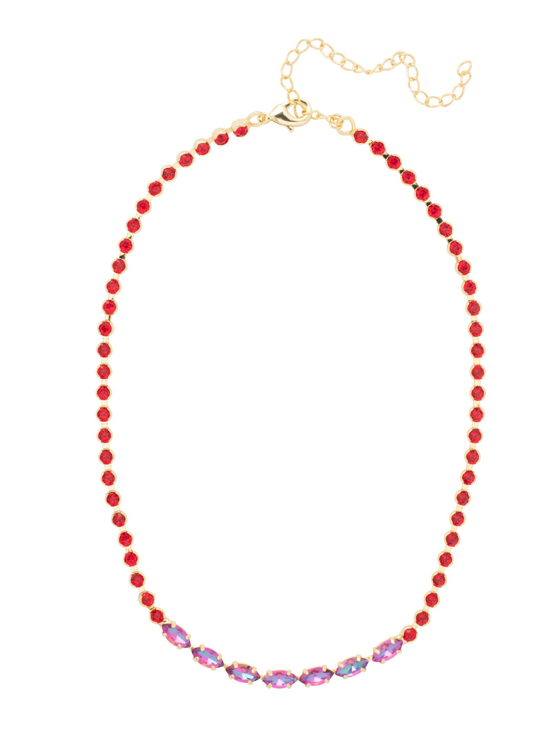 Clarissa Rhinestone Chain Tennis Necklace - NFL6BGFIS - <p>The Clarissa Rhinestone Chain Tennis Necklace features a line of navette cut crystals on an adjustable rhinestone chain, secured with a lobster claw clasp. From Sorrelli's Fireside collection in our Bright Gold-tone finish.</p>