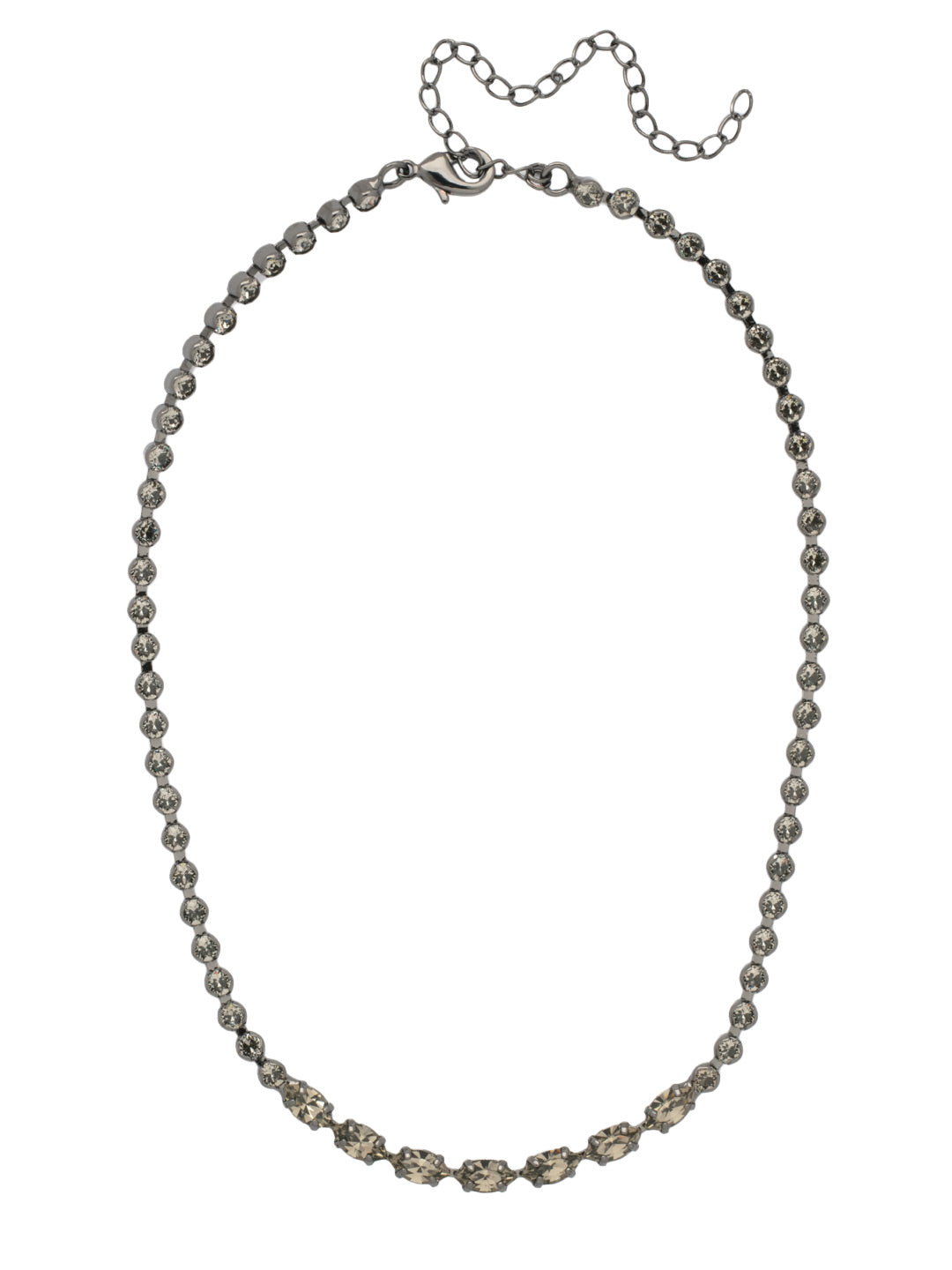 Clarissa Rhinestone Chain Tennis Necklace - NFL6GMBD - <p>The Clarissa Rhinestone Chain Tennis Necklace features a line of navette cut crystals on an adjustable rhinestone chain, secured with a lobster claw clasp. From Sorrelli's Black Diamond collection in our Gun Metal finish.</p>