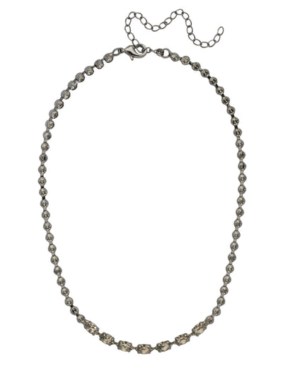 Clarissa Rhinestone Chain Tennis Necklace - NFL6GMBD - <p>The Clarissa Rhinestone Chain Tennis Necklace features a line of navette cut crystals on an adjustable rhinestone chain, secured with a lobster claw clasp. From Sorrelli's Black Diamond collection in our Gun Metal finish.</p>