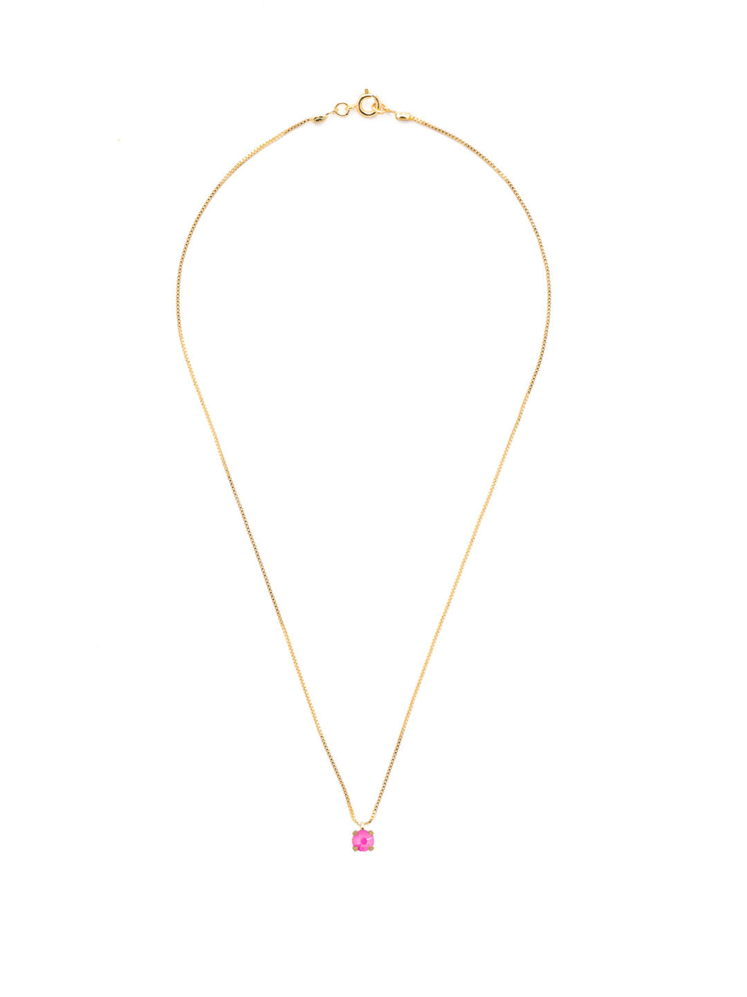 Aria Studded Pendant Necklace - NFL88BGETP - <p>The Aria Studded Pendant Necklace features a single small round cut crystal dangling from a delicate chain, secured with a spring ring clasp. From Sorrelli's Electric Pink collection in our Bright Gold-tone finish.</p>
