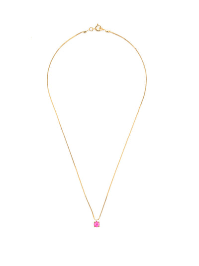 Aria Studded Pendant Necklace - NFL88BGETP - <p>The Aria Studded Pendant Necklace features a single small round cut crystal dangling from a delicate chain, secured with a spring ring clasp. From Sorrelli's Electric Pink collection in our Bright Gold-tone finish.</p>