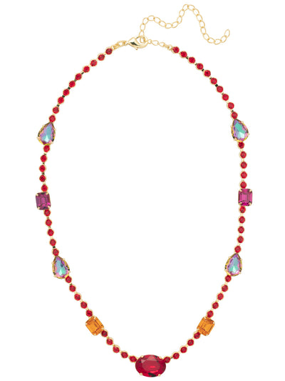 Grace Tennis Necklace - NFL99BGFIS - <p>The Grace Tennis Necklace features alternating pear, emerald, and oval cut crystals on an adjustable rhinestone chain, secured with a lobster claw clasp. From Sorrelli's Fireside collection in our Bright Gold-tone finish.</p>