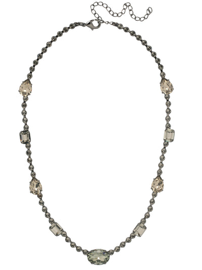 Grace Tennis Necklace - NFL99GMBD - <p>The Grace Tennis Necklace features alternating pear, emerald, and oval cut crystals on an adjustable rhinestone chain, secured with a lobster claw clasp. From Sorrelli's Black Diamond collection in our Gun Metal finish.</p>