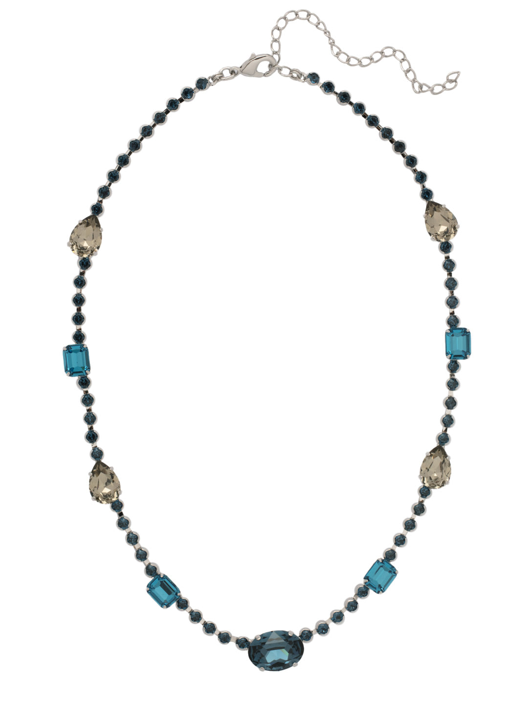 Grace Tennis Necklace - NFL99PDASP - <p>The Grace Tennis Necklace features alternating pear, emerald, and oval cut crystals on an adjustable rhinestone chain, secured with a lobster claw clasp. From Sorrelli's Aspen SKY collection in our Palladium finish.</p>