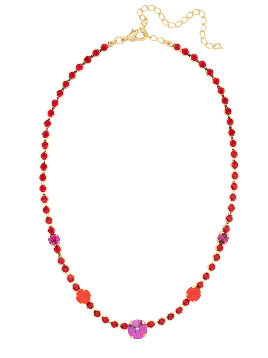 Hazel Tennis Necklace - NFL9BGFIS - <p>The Hazel Tennis Necklace features an adjustable crystal embellished chain with round and rivoli cut accent crystals, secured with a lobster claw clasp. (16-20 inches) From Sorrelli's Fireside collection in our Bright Gold-tone finish.</p>