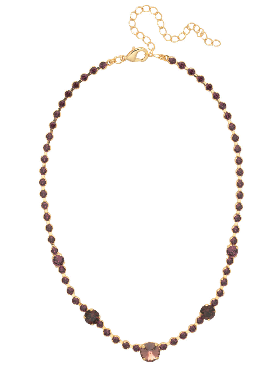 Hazel Tennis Necklace - NFL9BGMRL - <p>The Hazel Tennis Necklace features an adjustable crystal embellished chain with round and rivoli cut accent crystals, secured with a lobster claw clasp. (16-20 inches) From Sorrelli's Merlot collection in our Bright Gold-tone finish.</p>