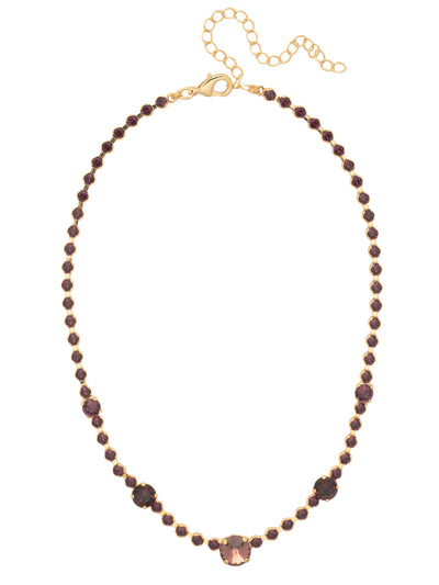 Hazel Tennis Necklace - NFL9BGMRL - <p>The Hazel Tennis Necklace features an adjustable crystal embellished chain with round and rivoli cut accent crystals, secured with a lobster claw clasp. From Sorrelli's Merlot collection in our Bright Gold-tone finish.</p>