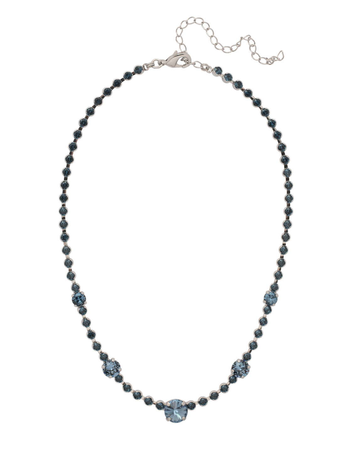 Hazel Tennis Necklace - NFL9PDASP - <p>The Hazel Tennis Necklace features an adjustable crystal embellished chain with round and rivoli cut accent crystals, secured with a lobster claw clasp. From Sorrelli's Aspen SKY collection in our Palladium finish.</p>