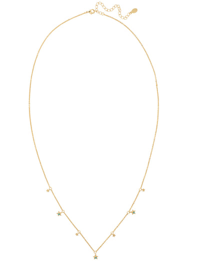 Asteria Long Necklace - NFM10BGSTO - <p>The Asteria Long Necklace features mini crystal embellished stars and plain metal stars on a thin adjustable chain, secured with a lobster claw clasp. From Sorrelli's Santorini collection in our Bright Gold-tone finish.</p>
