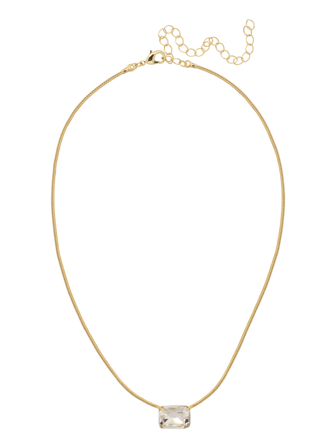 Emerald Snake Chain Pendant Necklace - NFM12BGCRY - <p>The Emerald Snake Chain Pendant Necklace features an emerald cut crystal on a mini adjustable snake chain, secured with a lobster claw clasp. From Sorrelli's Crystal collection in our Bright Gold-tone finish.</p>