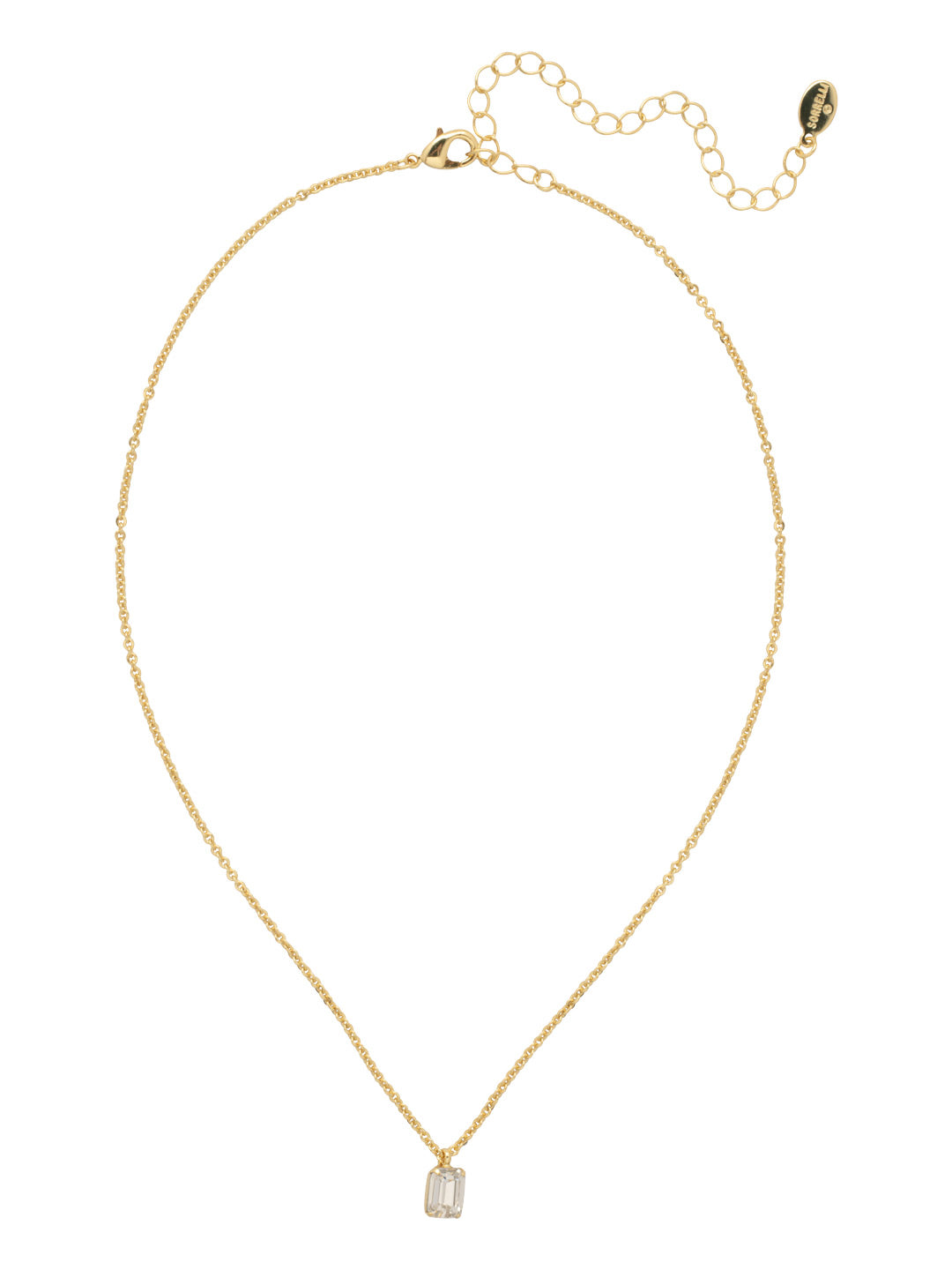 Petite Emerald Pendant Necklace - NFM13BGCRY - <p>The Petite Emerald Pendant Necklace features a small emerald cut crystal on an adjustable chain, secured by a lobster claw clasp. From Sorrelli's Crystal collection in our Bright Gold-tone finish.</p>
