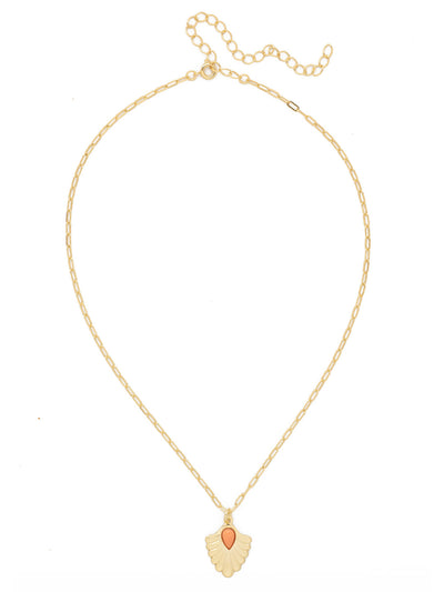 Studded Palm Pendant Necklace - NFM17BGPRT - <p>The Studded Palm Pendant Necklace features a semi-precious stone embellished fanned palm pendant on a thin adjustable chain, secured with a spring ring clasp. From Sorrelli's Portofino collection in our Bright Gold-tone finish.</p>