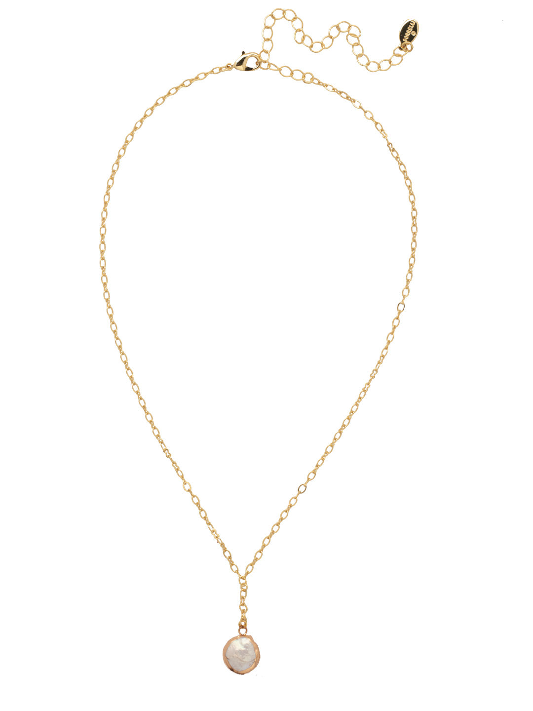 Penny Pearl Pendant Necklace - NFM19BGMDP - <p>The Penny Pearl Pendant Necklace features a single freshwater coin pearl dangling from an adjustable Y chain secured with a lobster claw clasp. From Sorrelli's Modern Pearl collection in our Bright Gold-tone finish.</p>