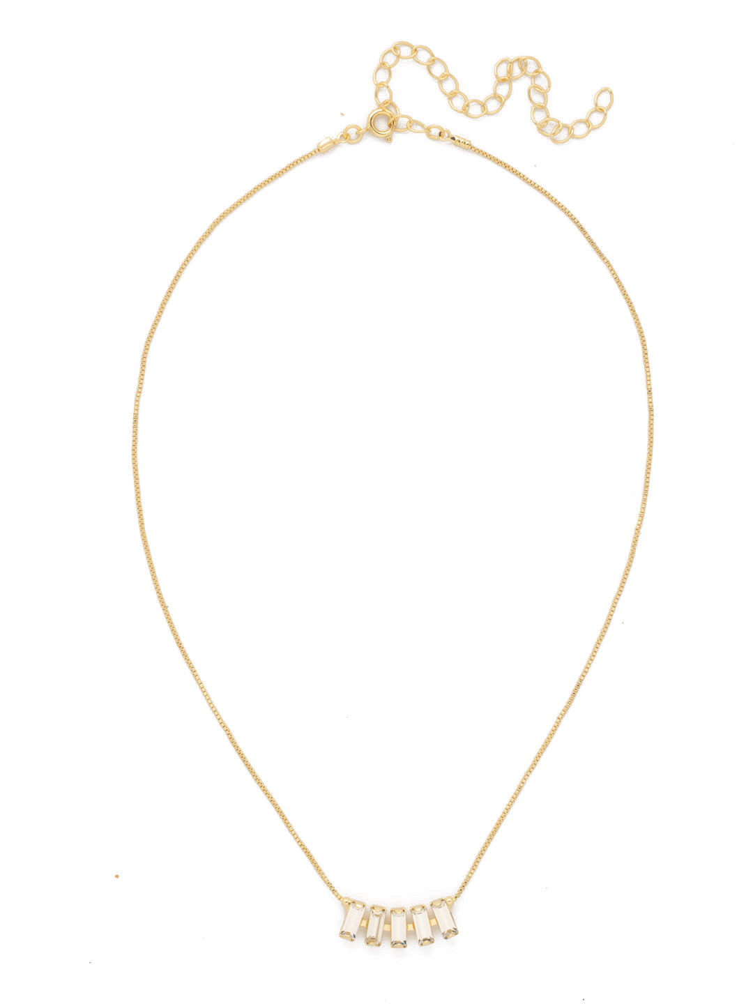 Crown Tennis Necklace - NFM31BGCRY - <p>The Crown Tennis Necklace features a row of five baguette-cut crystals on an adjustable chain, secured with a spring ring clasp. From Sorrelli's Crystal collection in our Bright Gold-tone finish.</p>