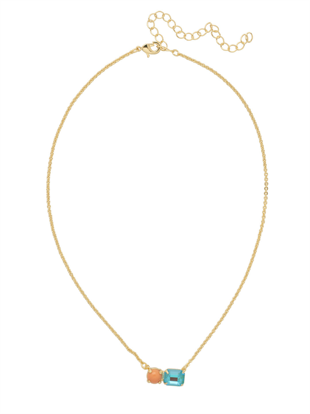 Addie Pendant Necklace - NFM34BGPRT - <p>The Addie Pendant Necklace features a single round cut semi-precious stone and mini emerald cut crystal nestled together on an adjustable chain, secured with a lobster claw clasp. From Sorrelli's Portofino collection in our Bright Gold-tone finish.</p>