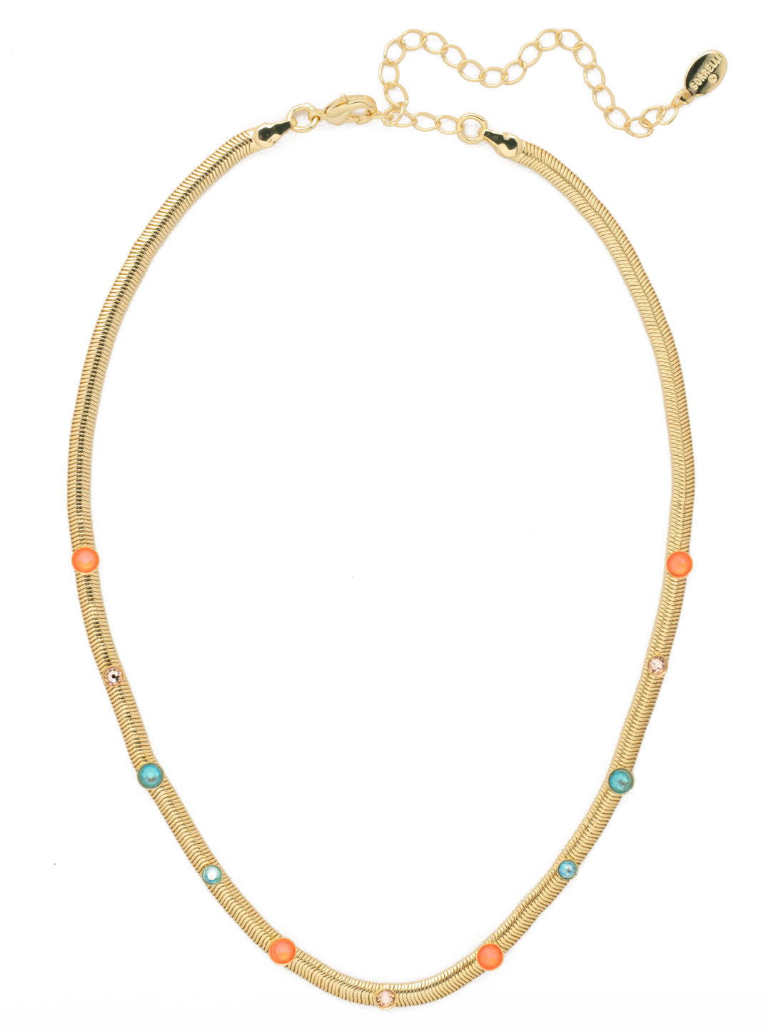 Mini Studded Juna Tennis Necklace - NFM35BGPRT - <p>The Mini Studded Juna Tennis Necklace features the classic mini snake chain lined with round crystal studs along the chain, adjustable and secured with a lobster claw clasp. From Sorrelli's Portofino collection in our Bright Gold-tone finish.</p>