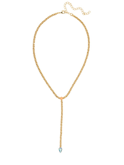 Rope Chain Lariat Pendant Necklace - NFM37BGPRT - <p>The Rope Chain Lariat Pendant Necklace features a round cut crystal and pear cut crystal on a trendy Y-shaped adjustable rope chain, secured with a lobster claw clasp. From Sorrelli's Portofino collection in our Bright Gold-tone finish.</p>