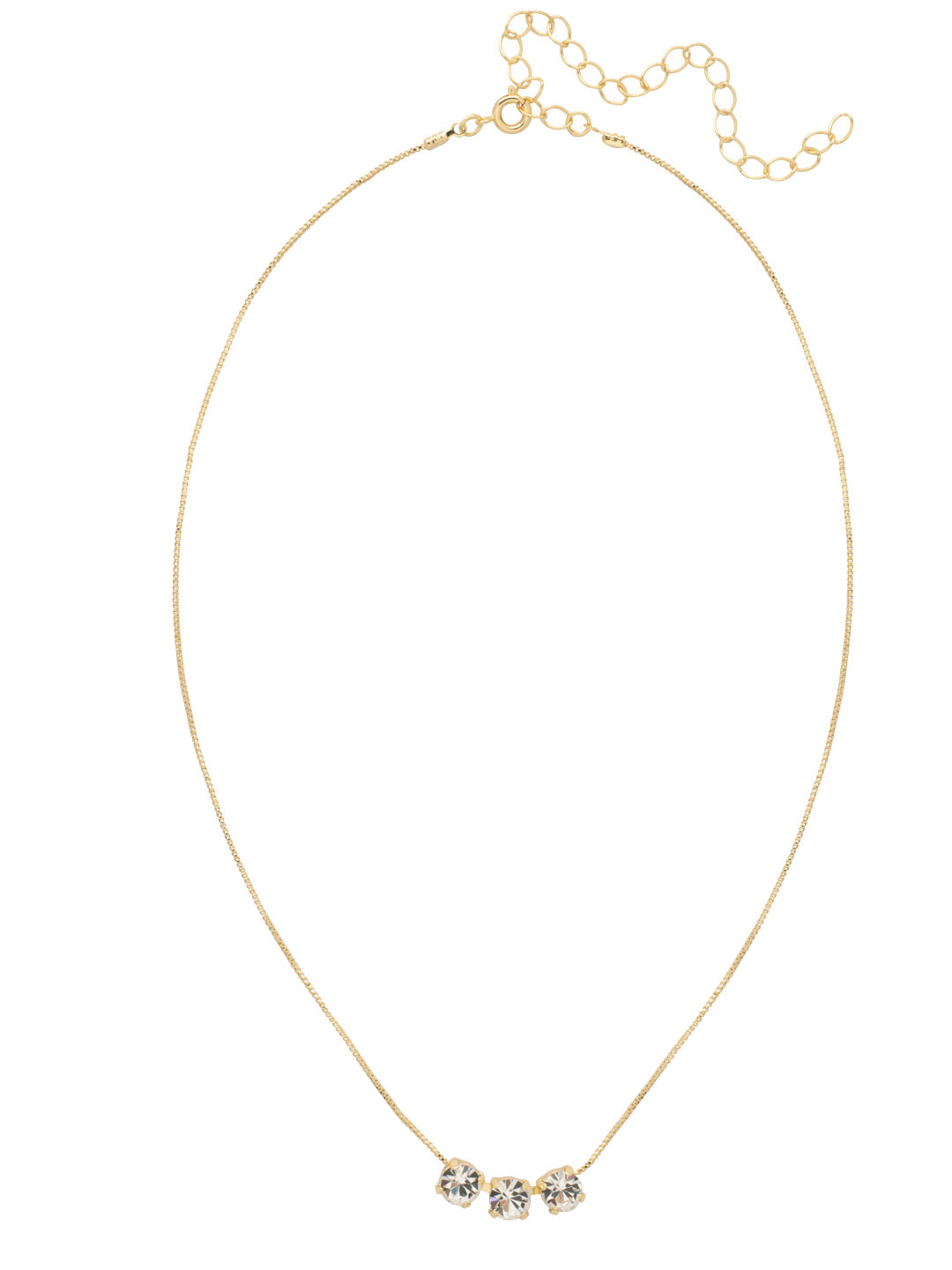 Triple Stud Tennis Necklace - NFM4BGCRY - <p>The Triple Stud Tennis Necklace is a minimal take on our popular Shaughna Tennis Necklace, featuring only three crystal studs instead of five on an adjustable chain secured with a spring ring claps, for a subtle sparkle. From Sorrelli's Crystal collection in our Bright Gold-tone finish.</p>