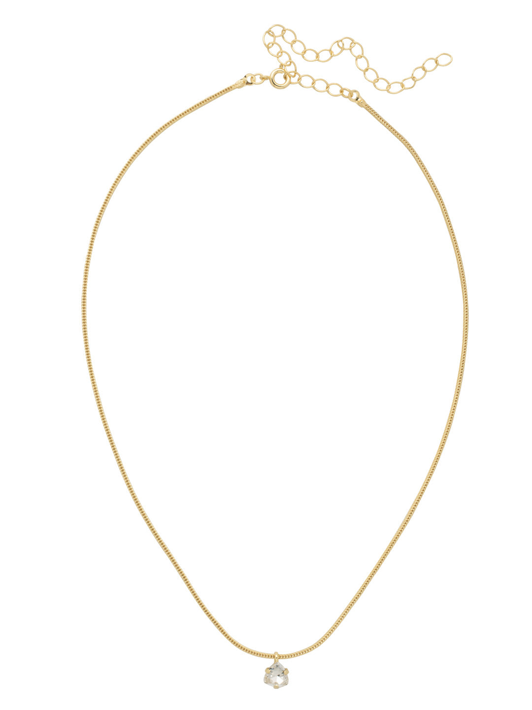 Sedge Stud Pendant Necklace - NFM5BGCRY - <p>The Sedge Stud Pendant Necklace features an adjustable thin snake chain necklace with a single trillion cut stud secured with a lobster claw clasp. From Sorrelli's Crystal collection in our Bright Gold-tone finish.</p>