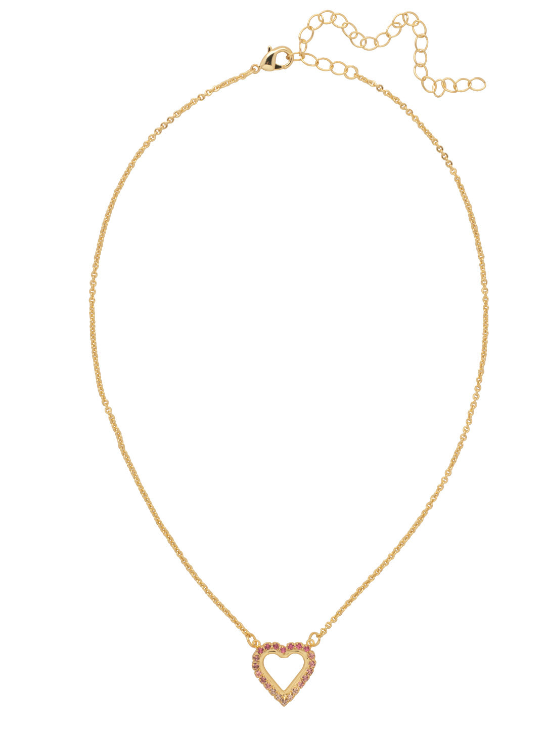 Open Heart Pendant Necklace - NFN10BGBFL - <p>The Open Heart Pendant Necklace features a single crystal lined open heart pendant on an adjustable chain, secured with a lobster claw clasp. From Sorrelli's Big Flirt collection in our Bright Gold-tone finish.</p>