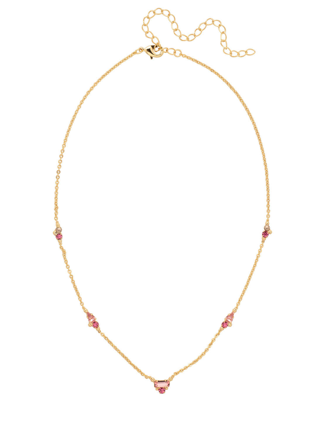 Mini Embellished Tennis Necklace - NFN11BGBFL - <p>The Mini Embellished Tennis Necklace features various cut crystals clustered at various points of an adjustable chain, secured with a lobster claw clasp. From Sorrelli's Big Flirt collection in our Bright Gold-tone finish.</p>