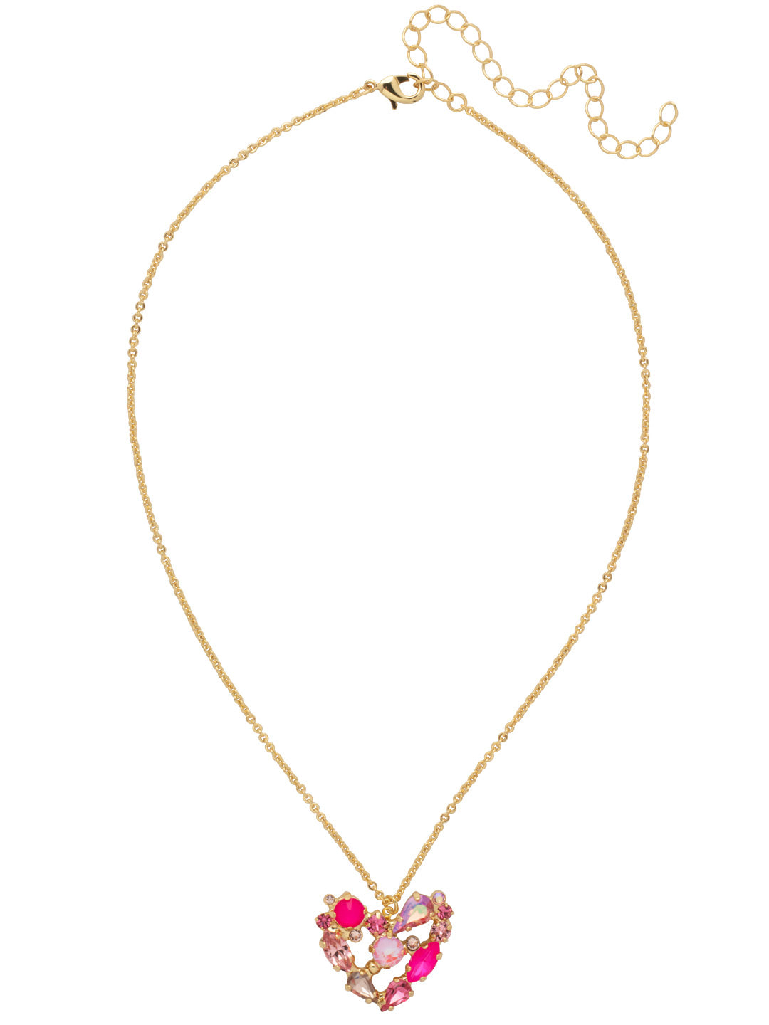 Crystal Heart Pendant Necklace - NFN14BGBFL - <p>The Crystal Heart Pendant Necklace features an assorted crystal mosaic heart pendant on a thin adjustable chain, secured with a lobster claw clasp. From Sorrelli's Big Flirt collection in our Bright Gold-tone finish.</p>