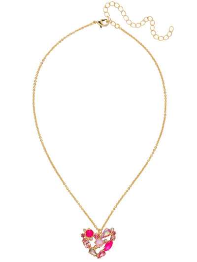Crystal Heart Pendant Necklace - NFN14BGBFL - <p>The Crystal Heart Pendant Necklace features an assorted crystal mosaic heart pendant on a thin adjustable chain, secured with a lobster claw clasp. From Sorrelli's Big Flirt collection in our Bright Gold-tone finish.</p>