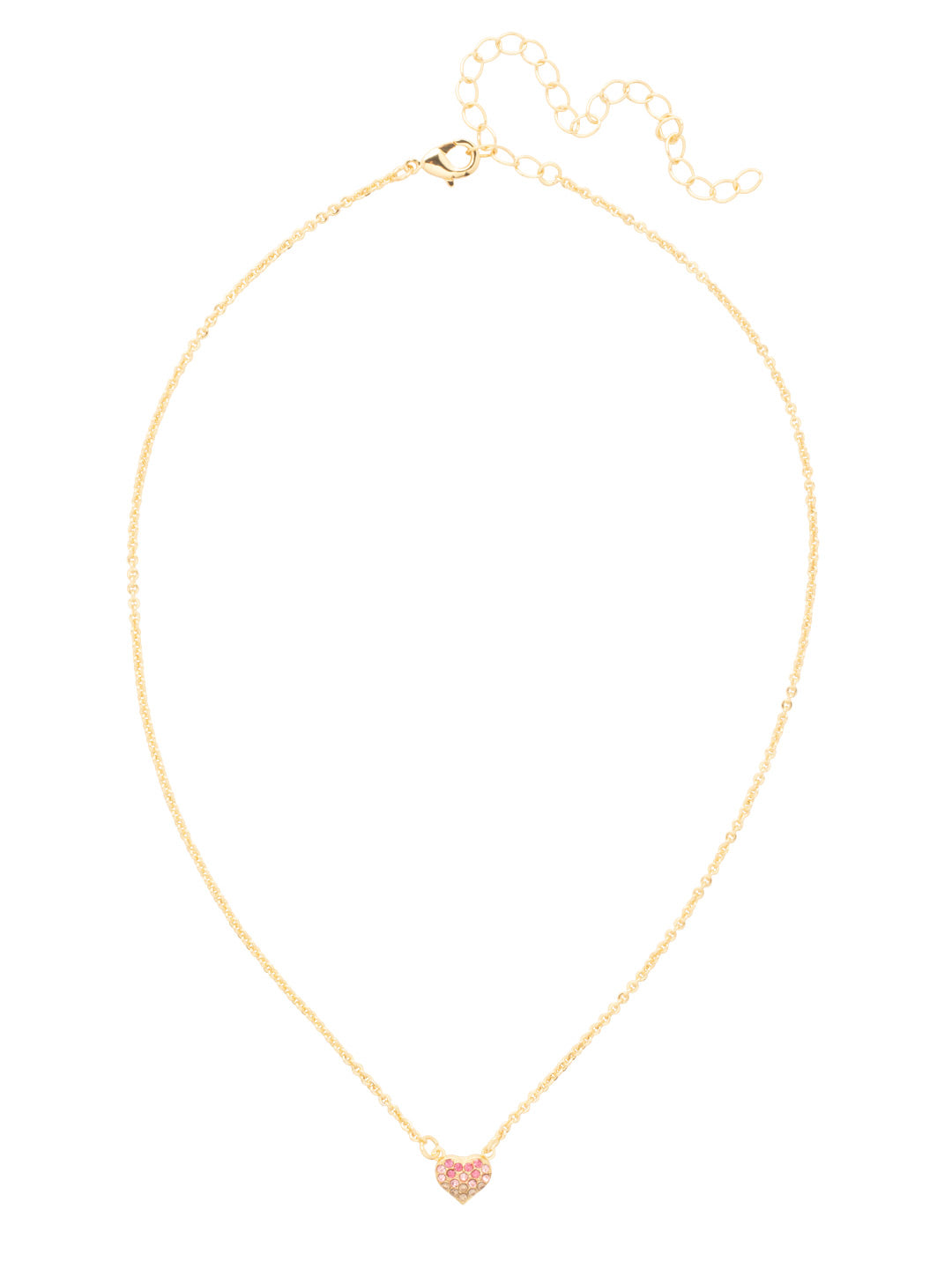 Mini Pave Heart Pendant Necklace - NFN2BGBFL - <p>The Mini Pave Heart Pendant Necklace features a single crystal-embellished heart pendant on an adjustable chain, secured with a lobster claw clasp. From Sorrelli's Big Flirt collection in our Bright Gold-tone finish.</p>