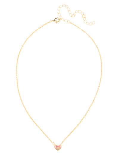 Mini Pave Heart Pendant Necklace - NFN2BGBFL - <p>The Mini Pave Heart Pendant Necklace features a single crystal-embellished heart pendant on an adjustable chain, secured with a lobster claw clasp. From Sorrelli's Big Flirt collection in our Bright Gold-tone finish.</p>