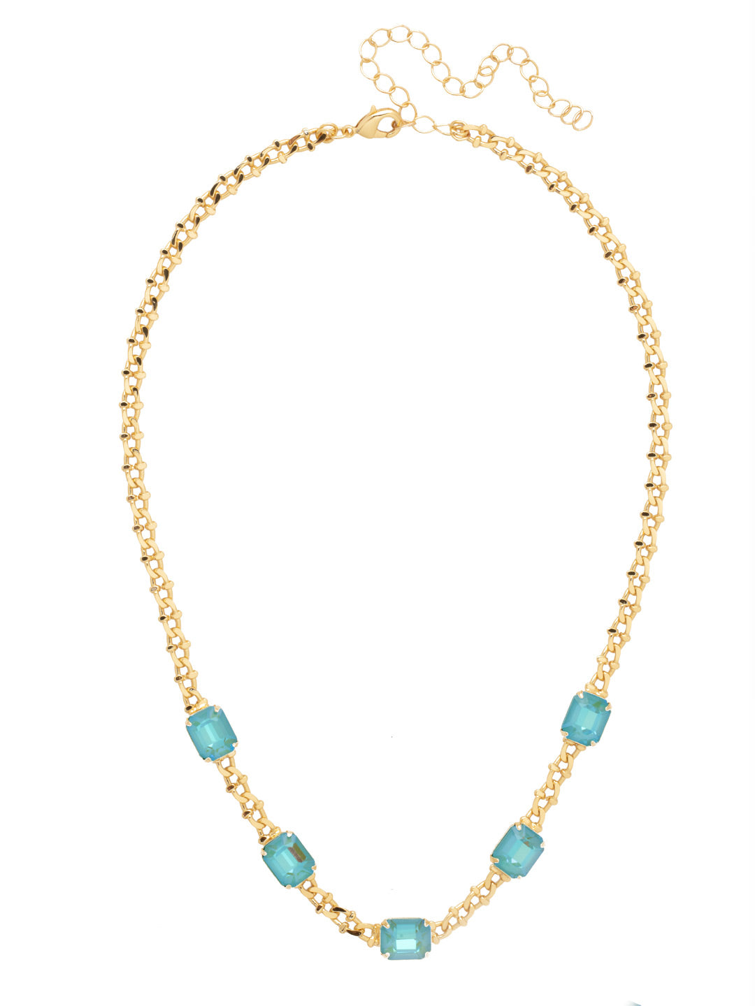 Octavia Repeating Tennis Necklace - NFP7BGPRT - <p>The Octavia Repeating Tennis Necklace features five mini emerald cut crystals on an adjustable curb chain, secured by a lobster claw clasp. From Sorrelli's Portofino collection in our Bright Gold-tone finish.</p>