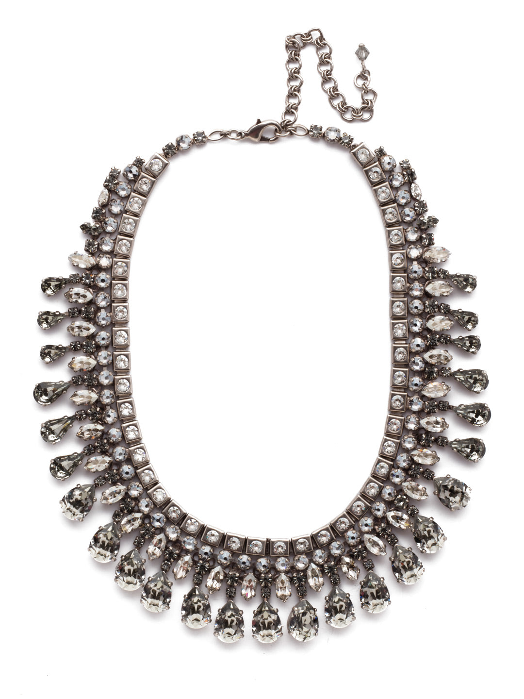 Statement Gold & Silver Zirconia Necklace With White Pearl