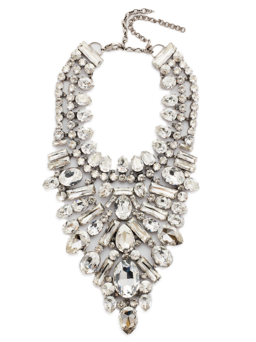 Crystal Cluster Statement Necklace - NSP80ASSSH - <p>A large cluster of unquie crystals creates an extrodianry statement necklace. The sparkle from the rows of crystals are eye-catching. From Sorrelli's Silver Shade collection in our Antique Silver-tone finish.</p>