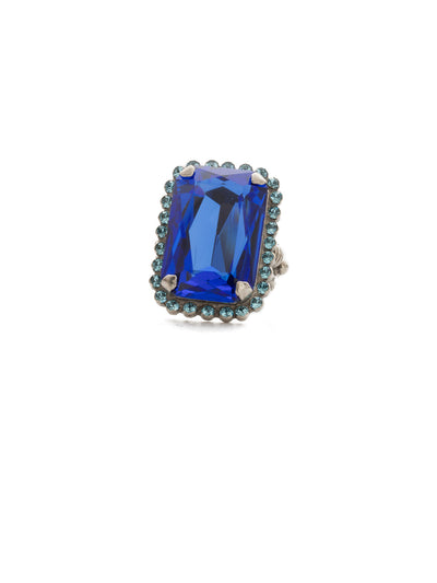Luxurious Emerald-Cut Cocktail Ring - RBT69ASUM - <p>Big, bold glamour! The large emerald cut crystal of this cocktail ring will leave all eyes on you! From Sorrelli's Ultramarine collection in our Antique Silver-tone finish.</p>