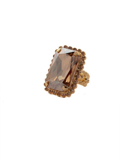 Luxurious Emerald-Cut Cocktail Ring - RBT69BGRSU - <p>Big, bold glamour! The large emerald cut crystal of this cocktail ring will leave all eyes on you! From Sorrelli's Raw Sugar collection in our Bright Gold-tone finish.</p>