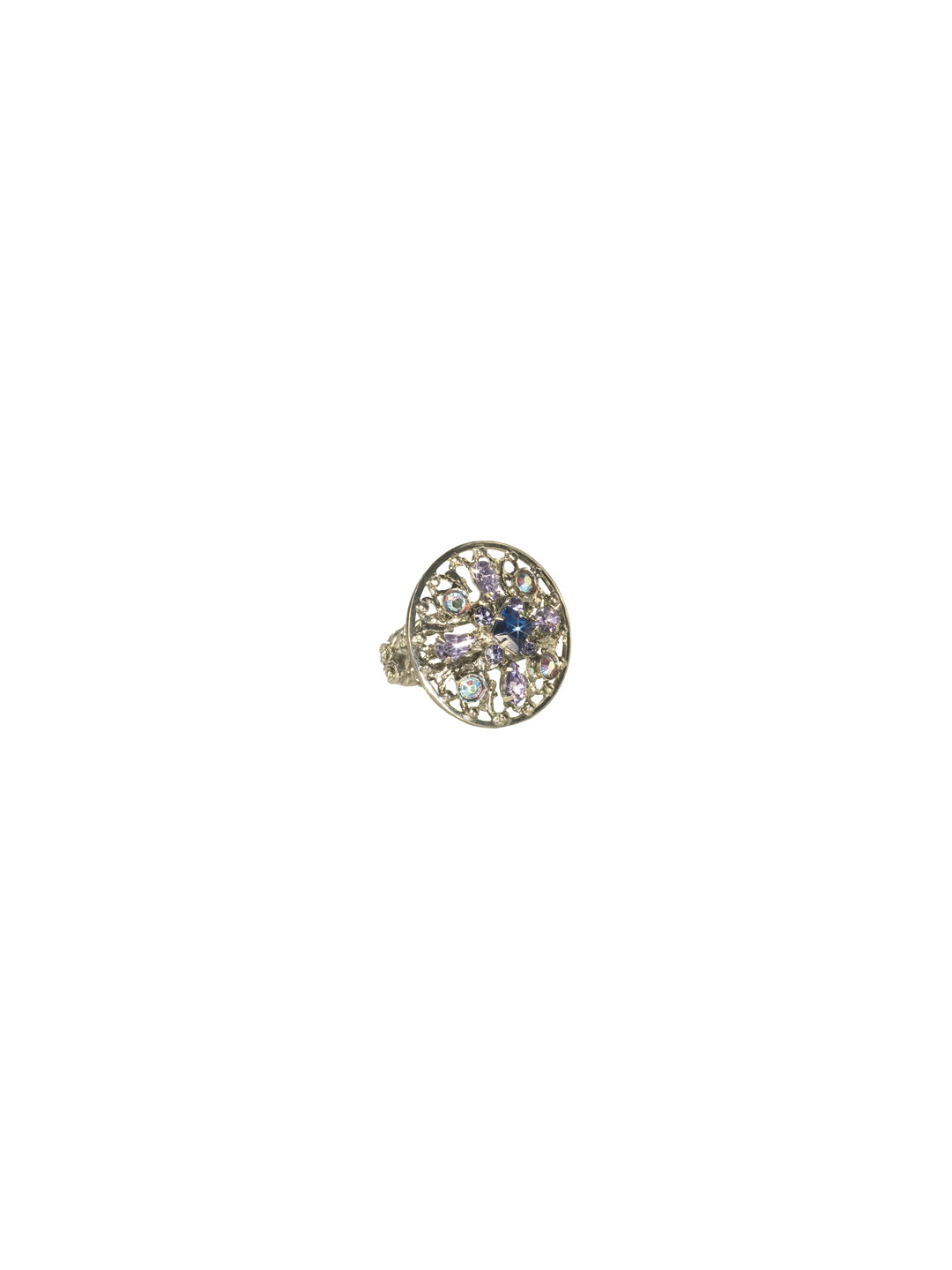 Dazzling Digits Ring - RCP8ASHY - This intricately designed ring combines round stones and one large square crystal to perfect the princess look. With this bright bauble, you'll never feel out of the spotlight again! From Sorrelli's Hydrangea collection in our Antique Silver-tone finish.