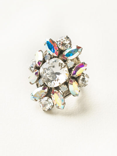 Floral Crystal Cluster Cocktail Ring - RCR62ASWBR - Grab attention with this gem-packed ring. The details will have everyone swooning!