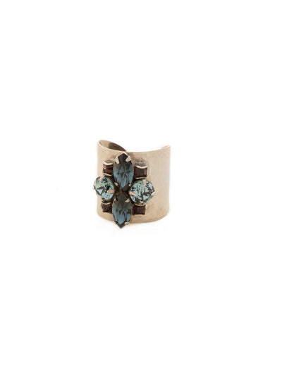Flower Navette Cuff Ring - RCW49ASBBR - Featuring four navette crystals in a floral pattern, this ring will give you that sweet touch of sparkle!