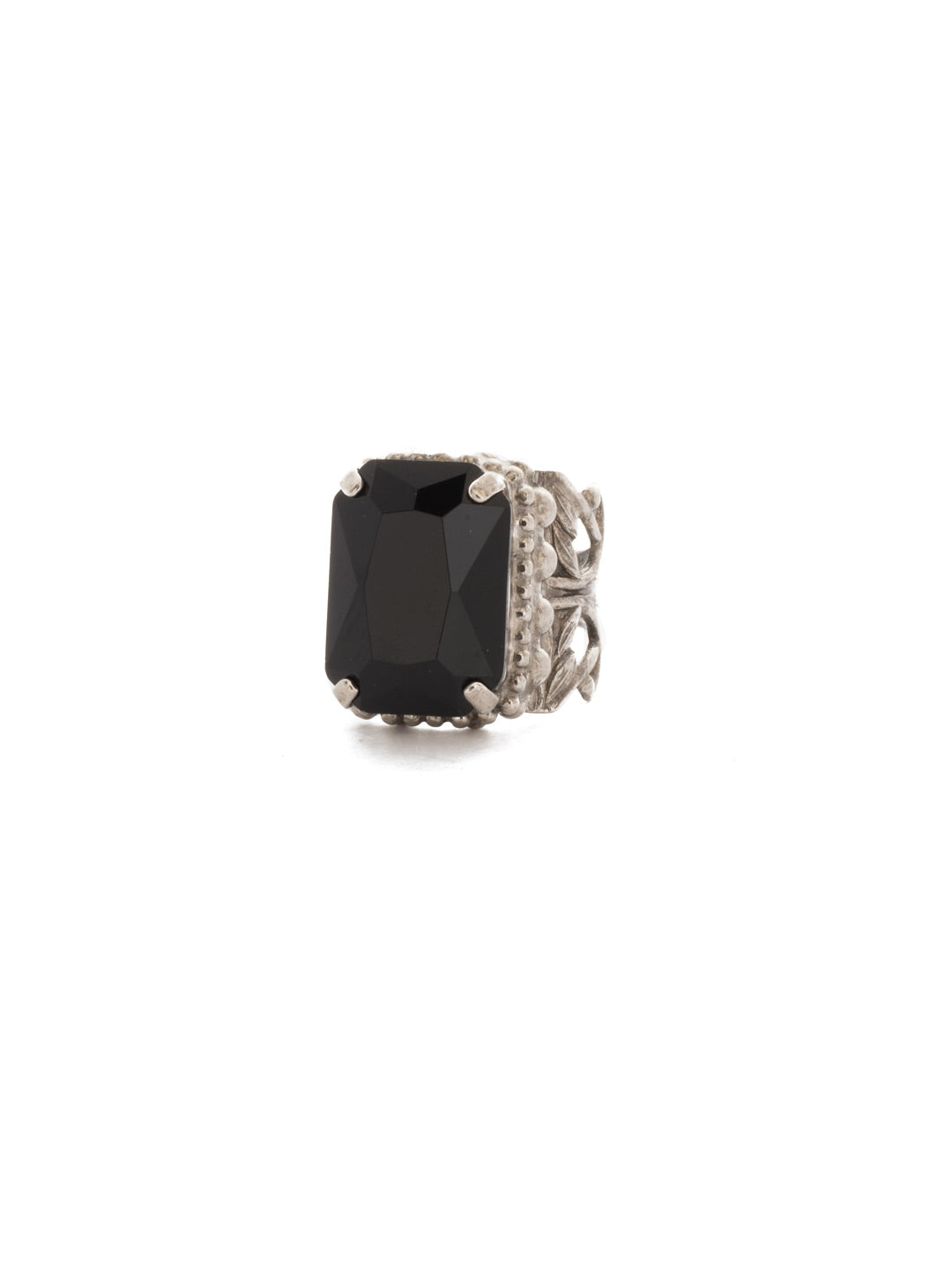 Brynn Cocktail Ring - RDG32ASBON - A large emerald cut crystal set in a wide band provides a modern take on a classic style. From Sorrelli's Black Onyx collection in our Antique Silver-tone finish.
