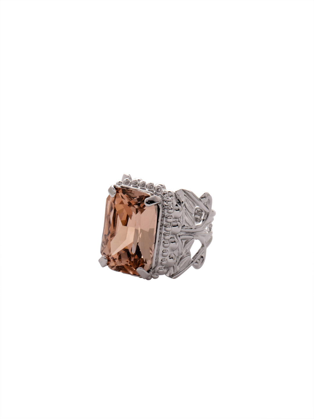 Brynn Cocktail Ring - RDG32PDSNB - <p>A large emerald cut crystal set in a wide band provides a modern take on a classic style. Adjustable to fit ring sizes 6-8. From Sorrelli's Snow Bunny collection in our Palladium finish.</p>