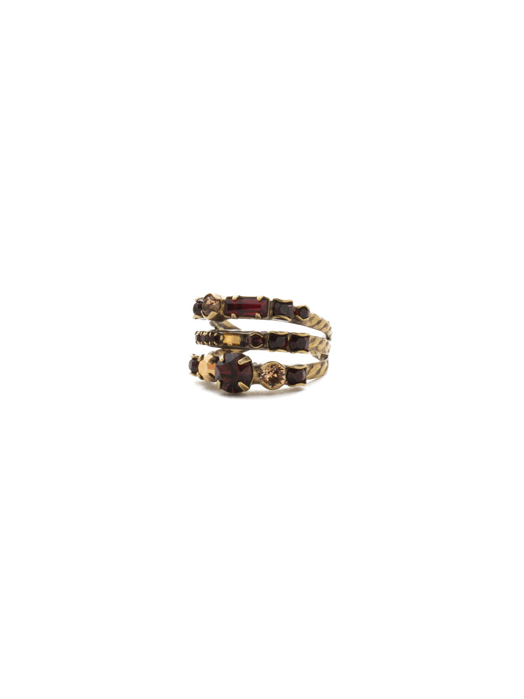 Triple Threat Stacked Ring - RDK23AGMMA - Three rows of crystal encrusted bands are joined together for a stacked, stylish look.